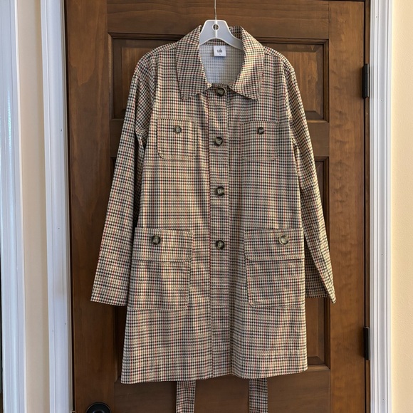 Cabi Houndstooth Sherlock Trench Coat - Style 3734 - Size Large - Picture 5 of 9